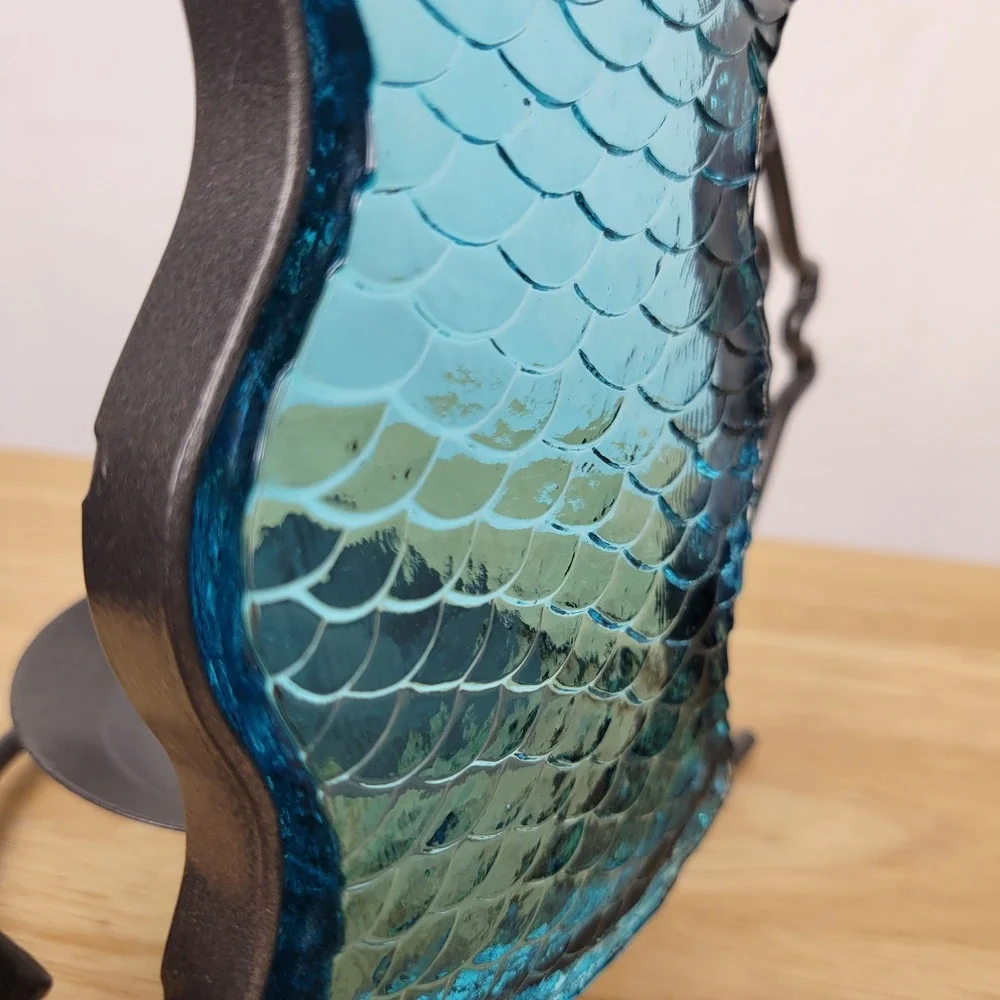 Blue Glass Fish Candle Holder 9